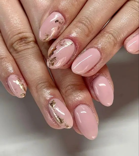 Pink and Gold Nails