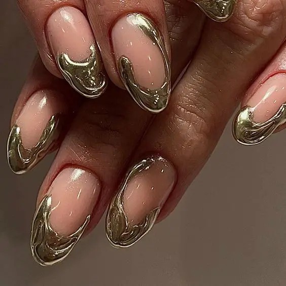 Metallic Medium Oval Nails: