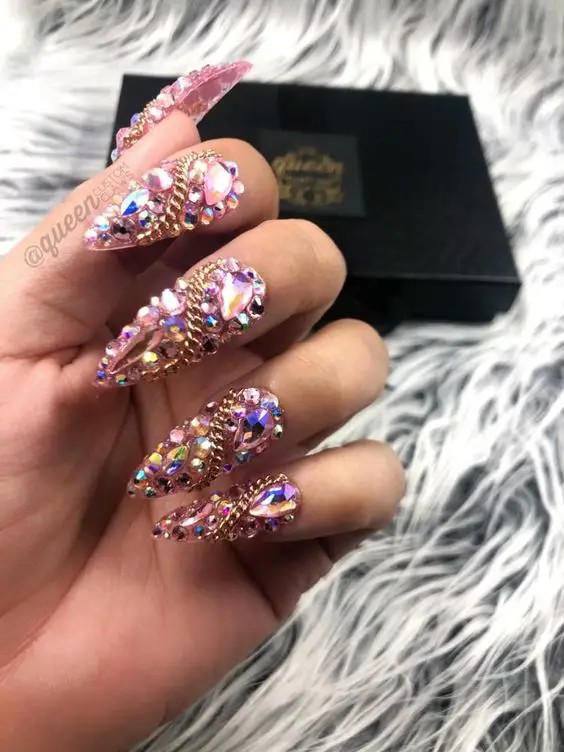 Full Rhinestone Gradient Nails: