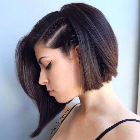 Asymmetrical Bob with Side Braid