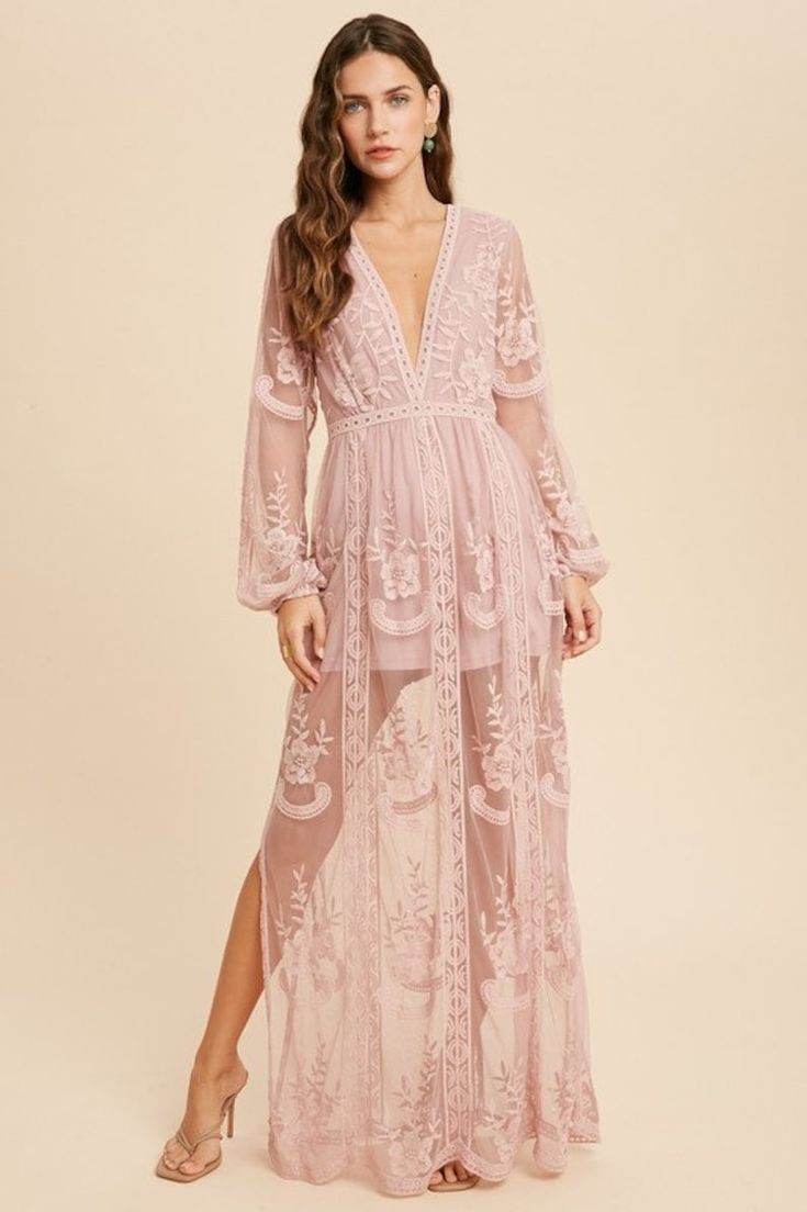 Flowy Maxi Dress with Lace Detailing