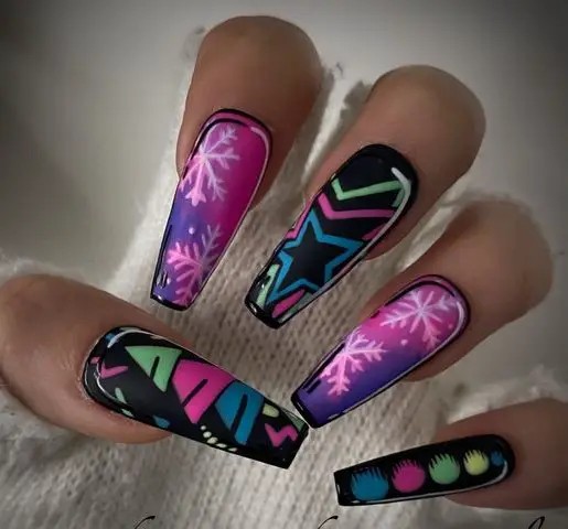 Neon Snowflakes