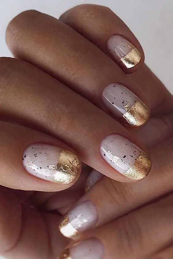 Short Gel Nails with Gemstone Accents: