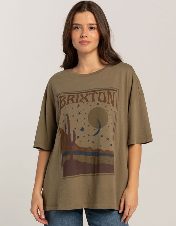 An Olive Green T-Shirt with a Celestial Design