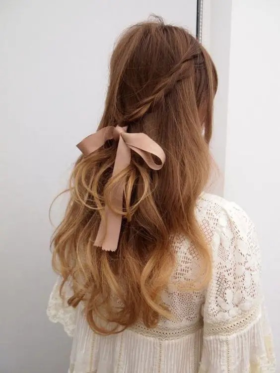 Half-Down Hairstyle with a Bow