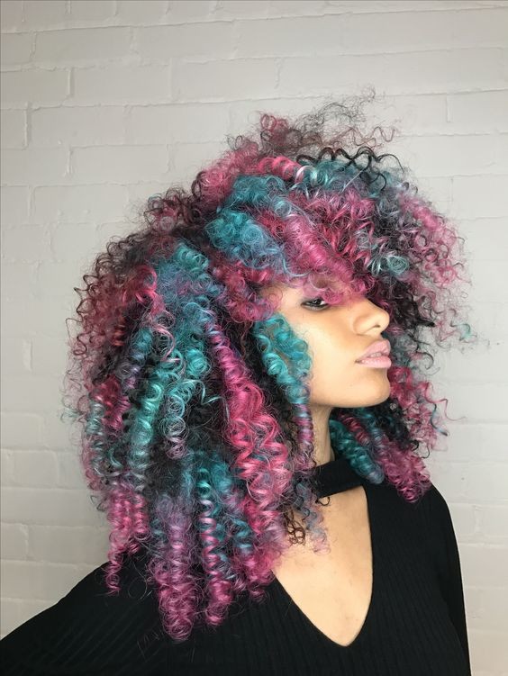 Ombre Afro with Vibrant Hues