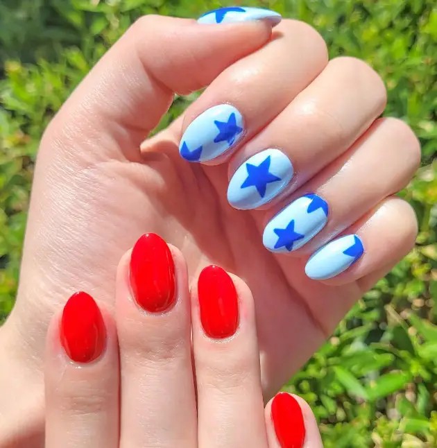 Bold Red and Subtle Blue Stars