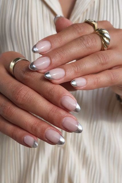 Short Chrome French Tips: