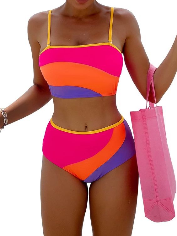 Vibrant Color Block Swimsuits