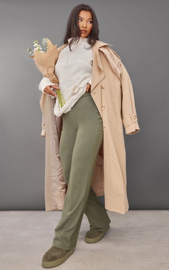 Trench Coat and Wide-Leg Trousers