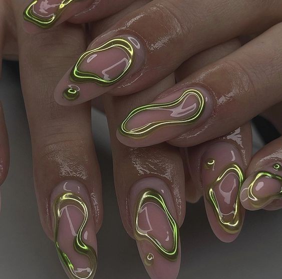 Metallic Foil Medium Oval Nails: