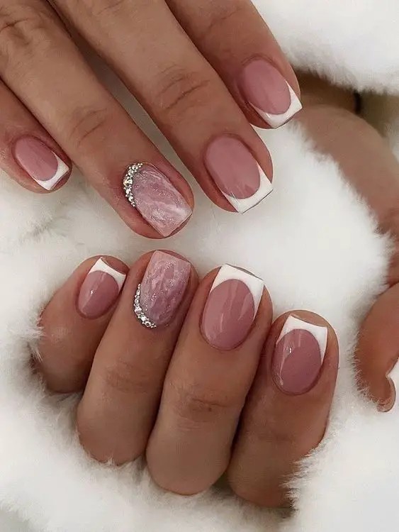 French Tips on Short Acrylic Nails: