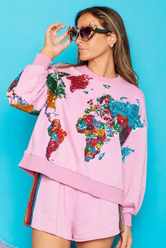 Glittering World Map for the Global Fashionista