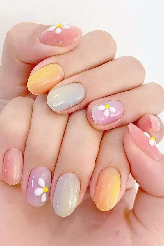 Pastel Short Acrylic Nails: