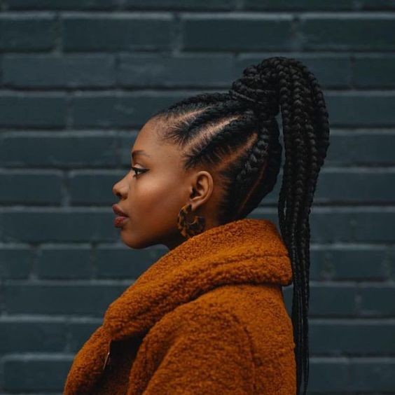 Twisted Box Braids Ponytail