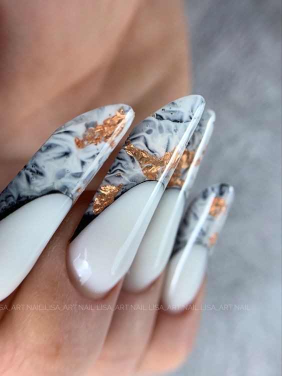 Marbled Elegance with Gold Flakes