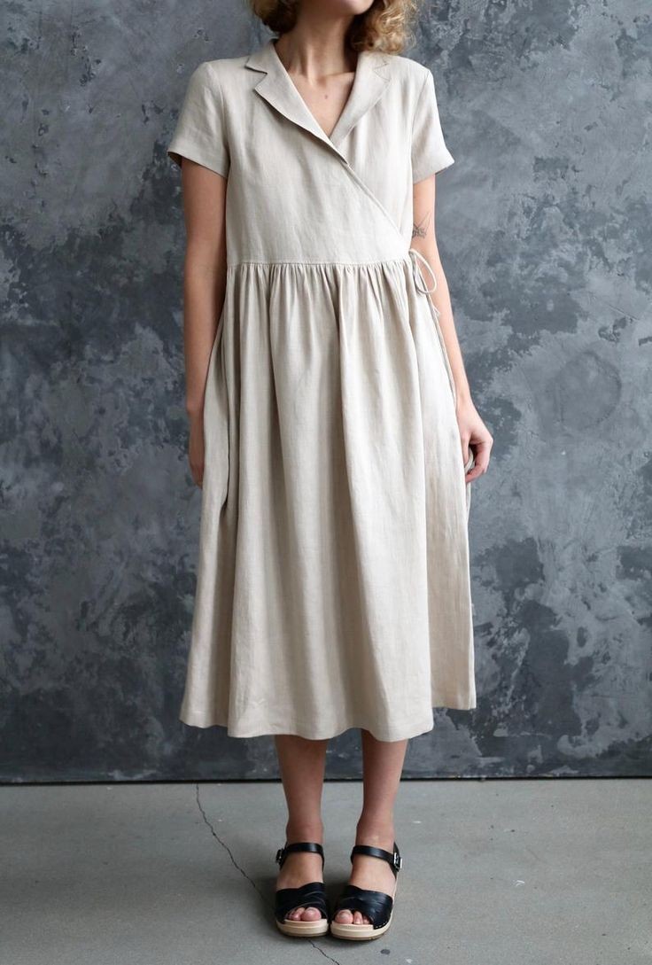 Pleated Linen Dress