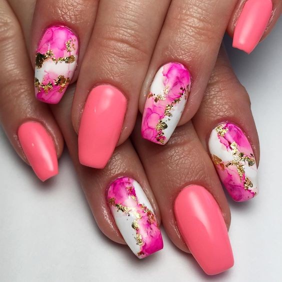 Coral Pink with Gold Foil