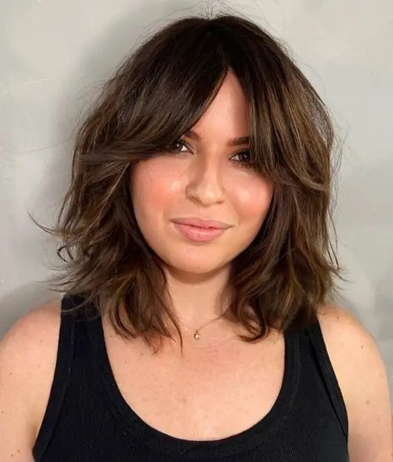 Medium-Length Bob with Wispy Bangs: