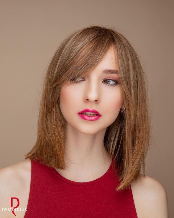 Side-Swept Fringe with Medium Length: