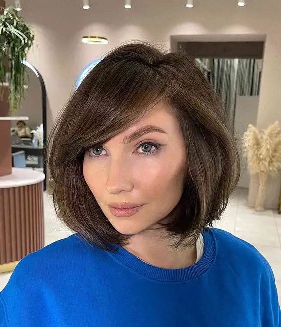 Wavy Bob with Side-Swept Bangs