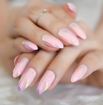 Short Chrome Almond Nails: