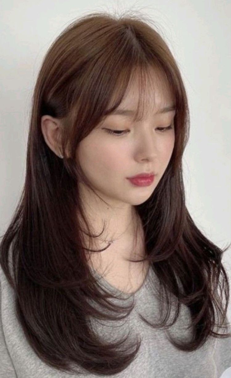 See-Through Bangs with Long Hair