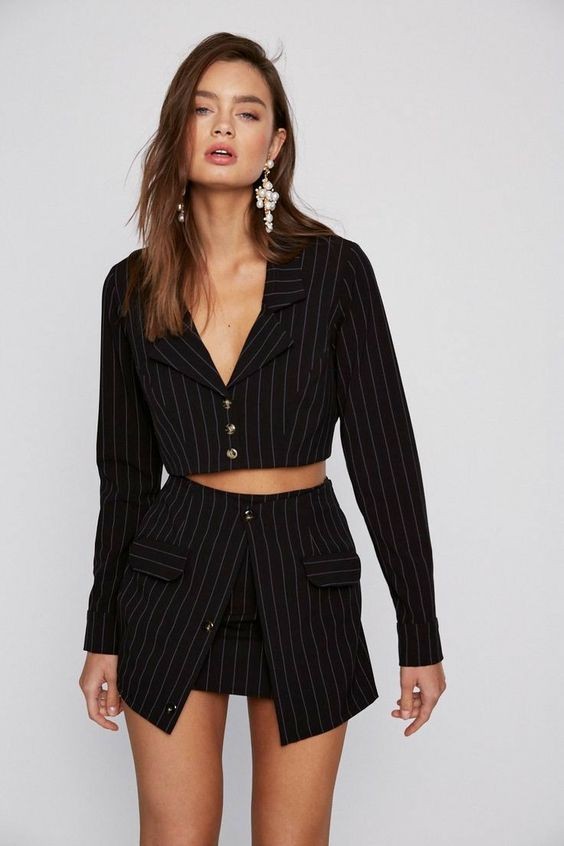 Modern Tailoring: Pinstripe Power Suit Skirt