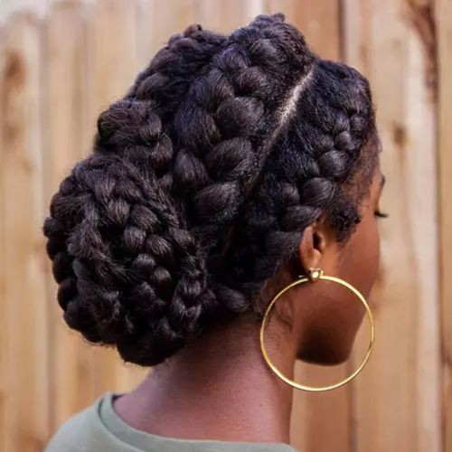 Braided Crown with Box Braids: