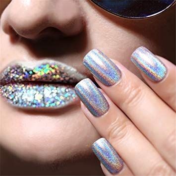 Silver Holographic Nails