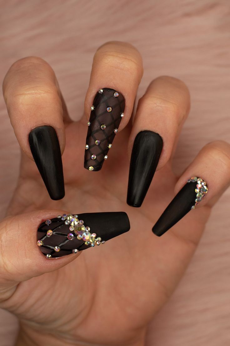 Studded Black Nails: