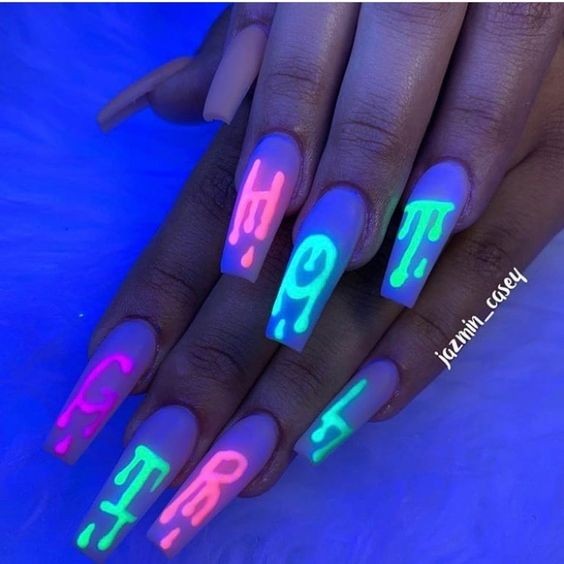 Glow-in-the-Dark Coffin Nails: