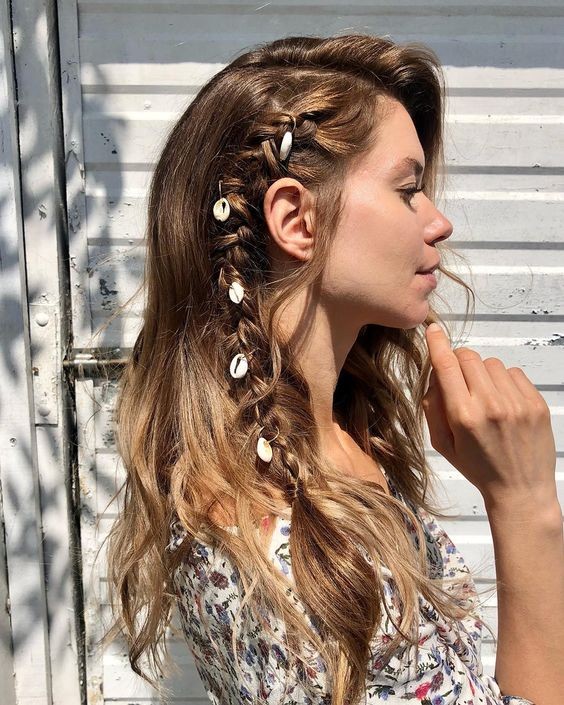 Messy Side Braid with Seashell Pins