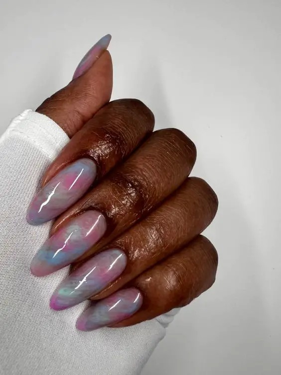 Pastel Watercolor Chrome Nails: