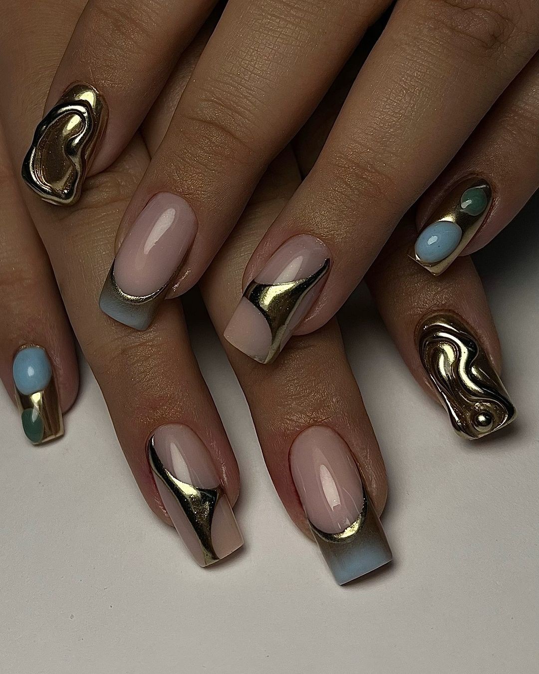 Metallic Waves and Pastel Serenity