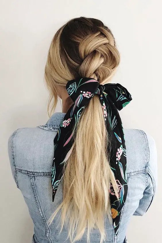 Braided Ponytail with Ribbon