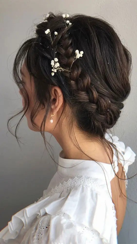 Braided Updo with Fresh Flowers