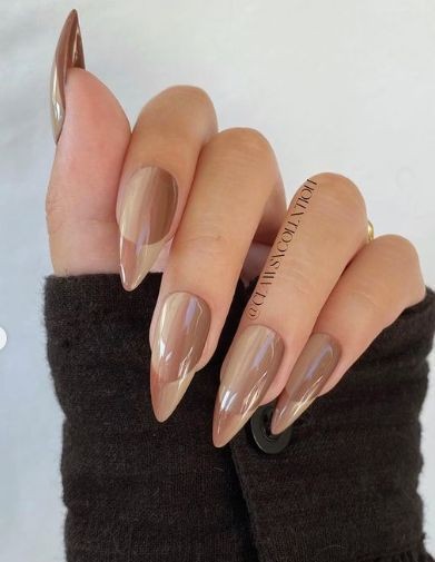 Elegant Nude Almond Nails: