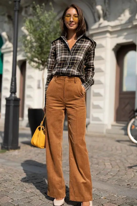 Plaid Shirt and Corduroy Pants