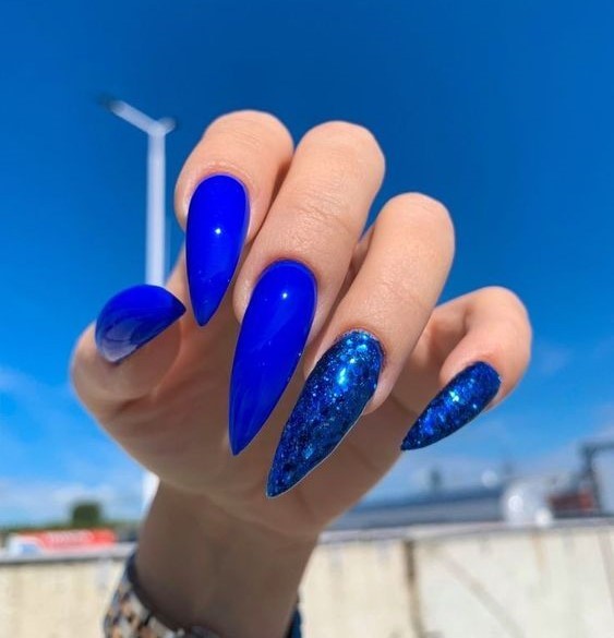 Electric Blue with Glittering Accents