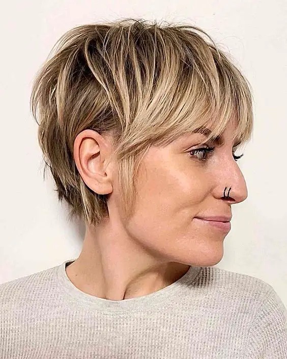 Wispy Bangs with Pixie Cut