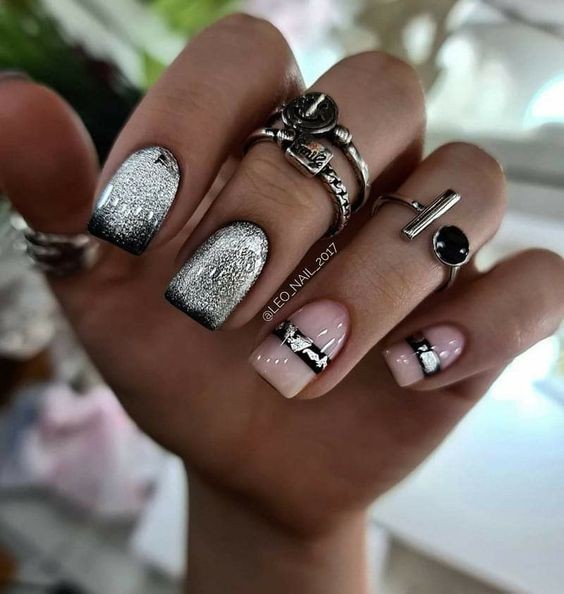 Metallic Edge: Silver and Black Elegance