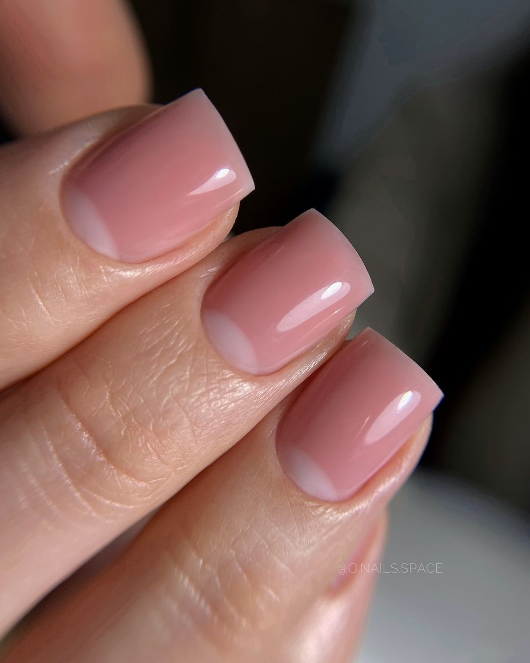 Simple, Glossy, Pale Pink Square-Shaped Nails