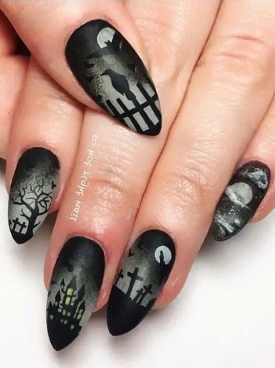 Haunted House Nails: