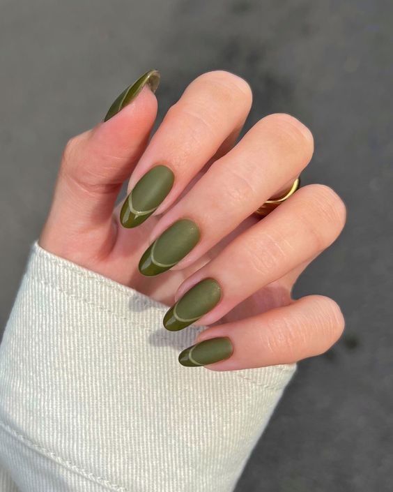 Olive Green French Tips