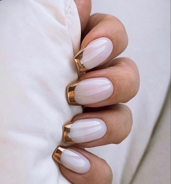 Golden French Tips on Oval Perfection