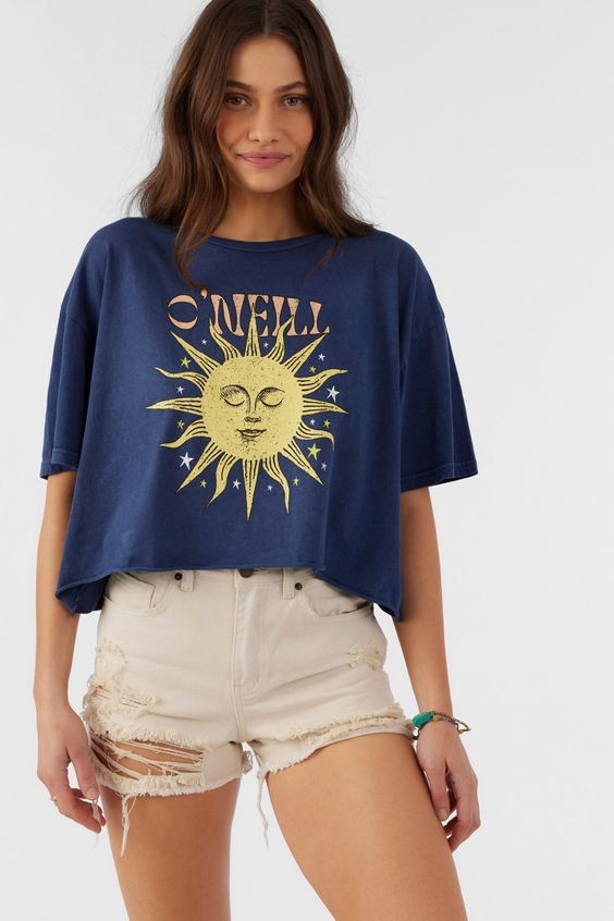 A Navy T-Shirt with a Celestial Sun and Stars