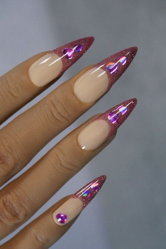 French Nails with Holographic Tips: