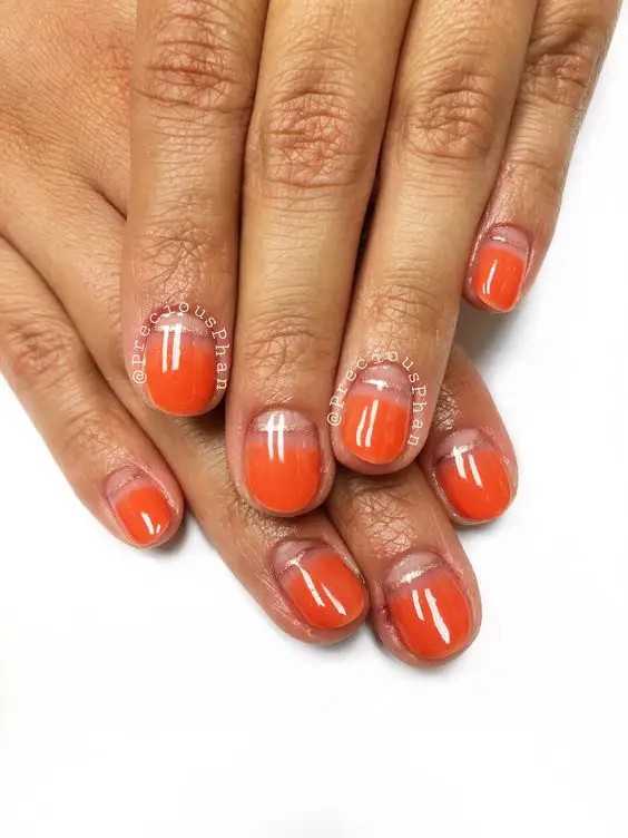 Orange Chrome Negative Space Nails: