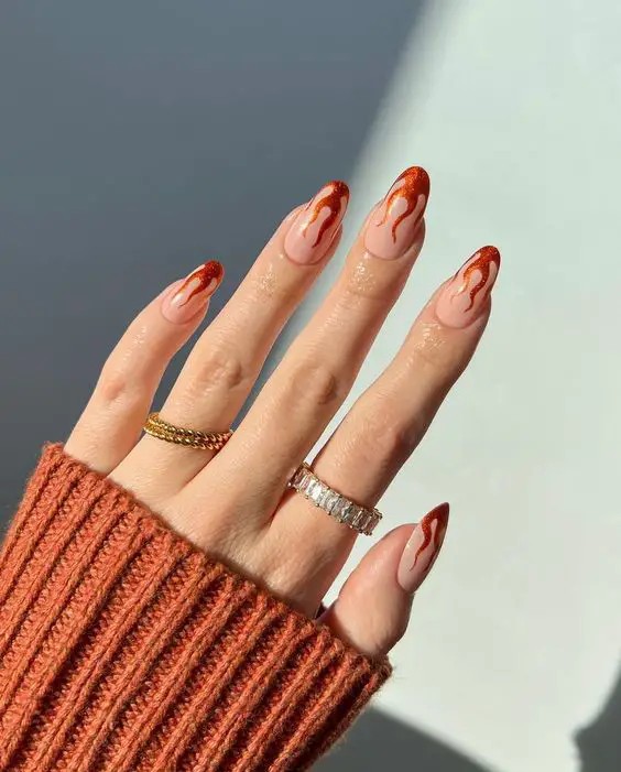 Fall-Inspired French Nail Art